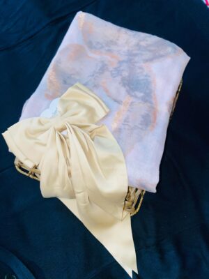 Voil Lawn Scarf with Long Bow Pin